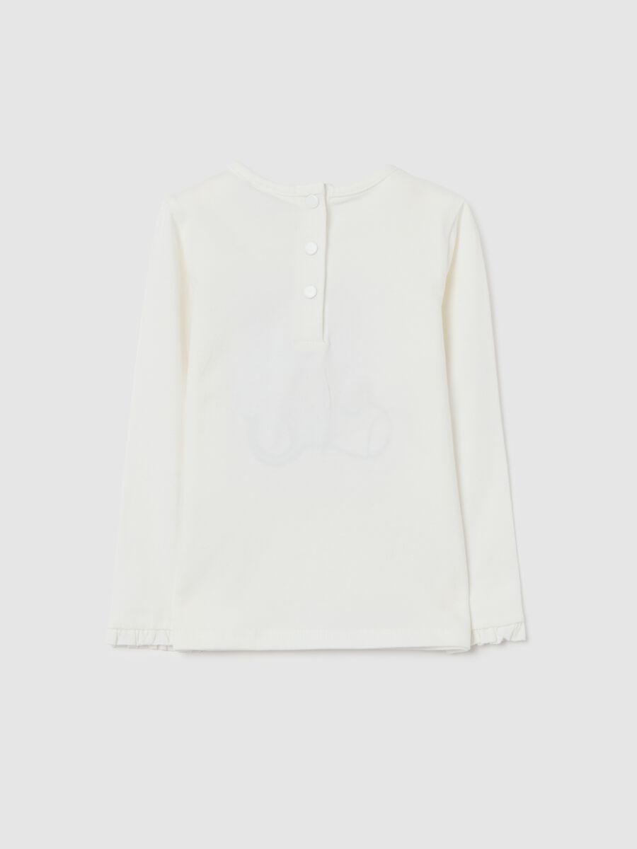 Maglietta bianca da bimba in cotone elasticizzato regular fit con stampa_1