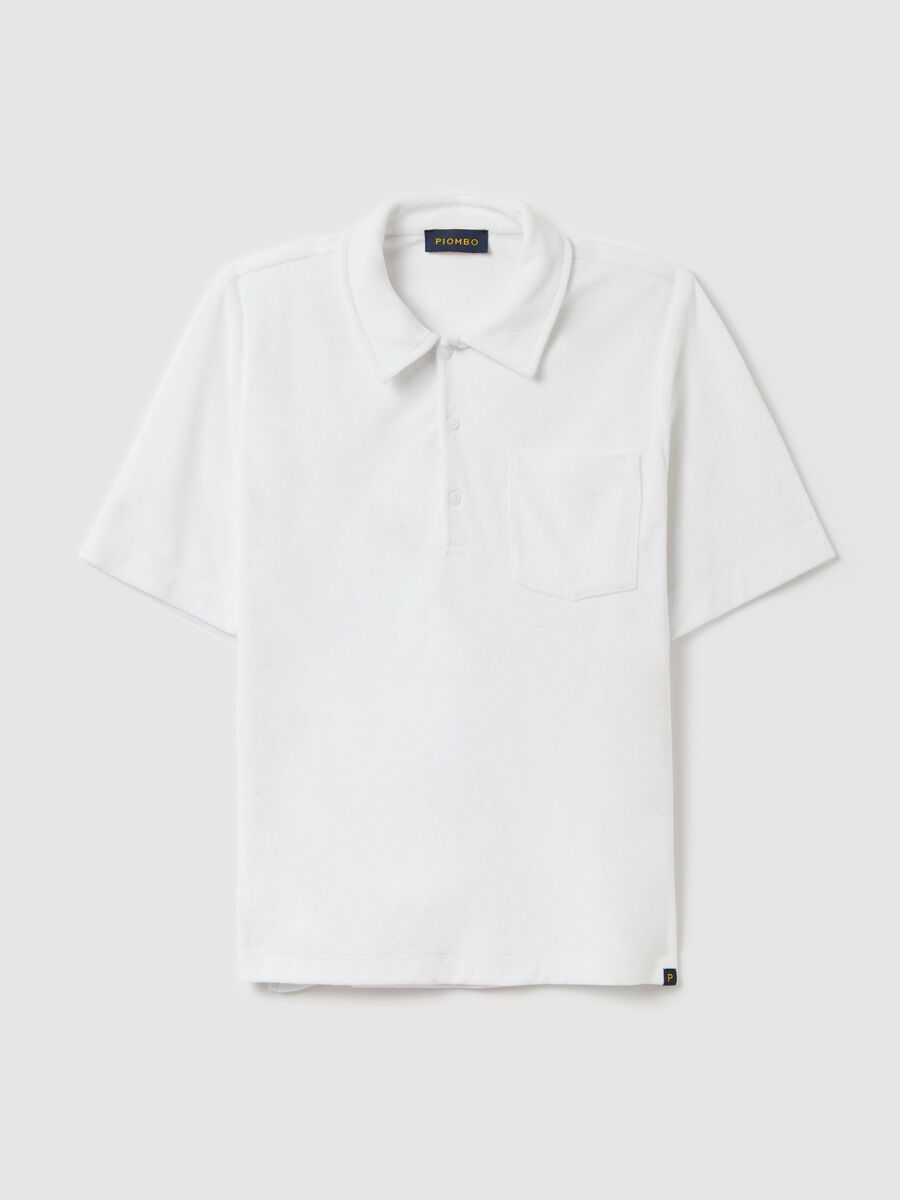 White short sleeve polo in mixed cotton_4
