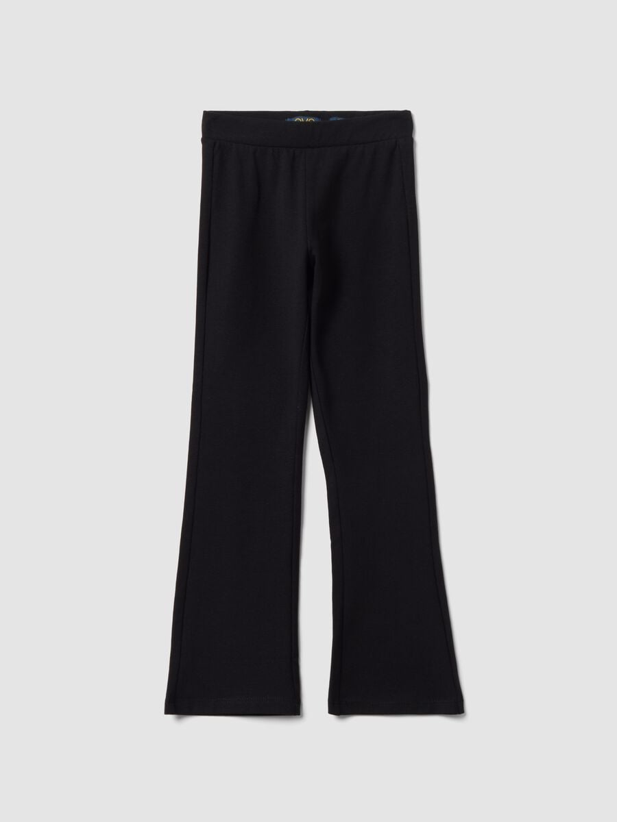 Leggings neri svasati in cotone elasticizzato_0
