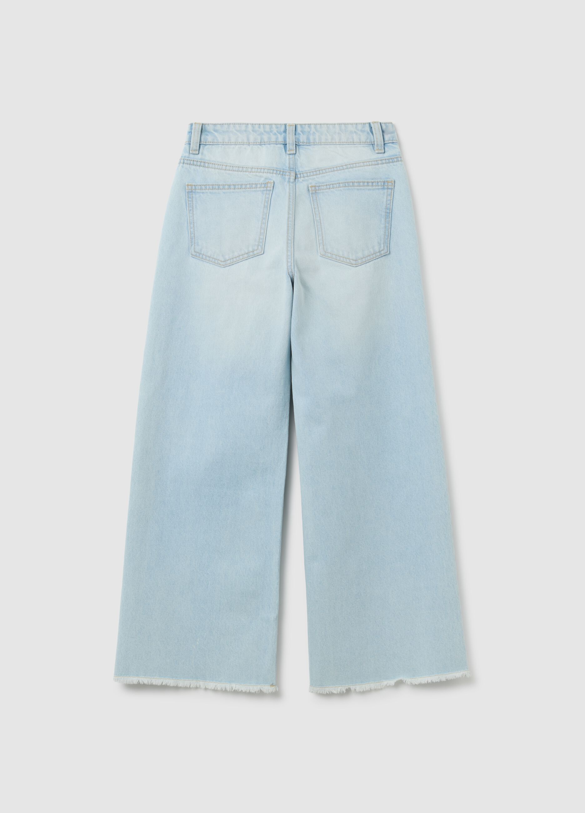 Jeans da ragazza in puro cotone azzurri