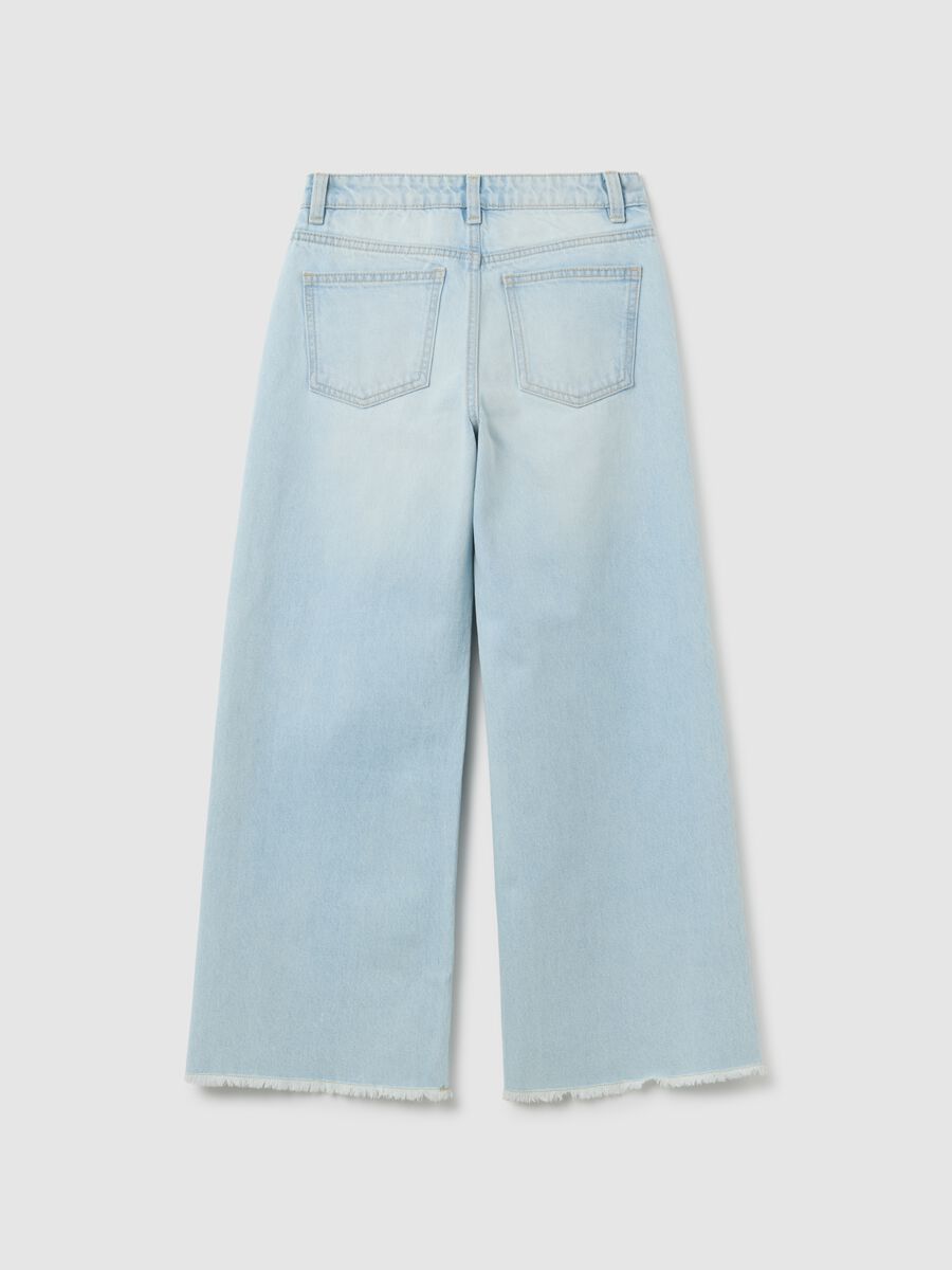 Jeans da ragazza in puro cotone azzurri_1
