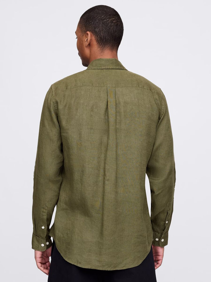 Green shirt with long sleeves in linen_2