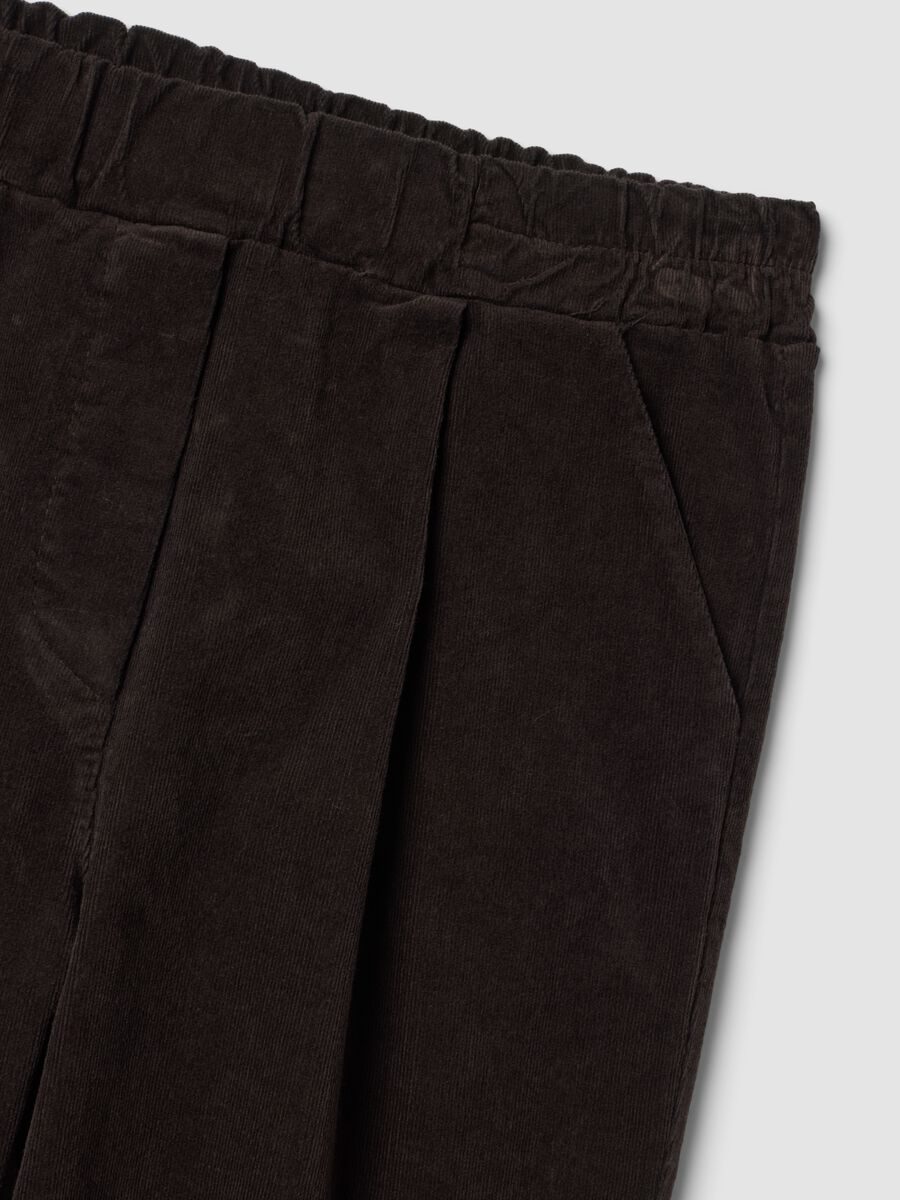 Brown ribbed regular-fit stretch cotton trousers_2
