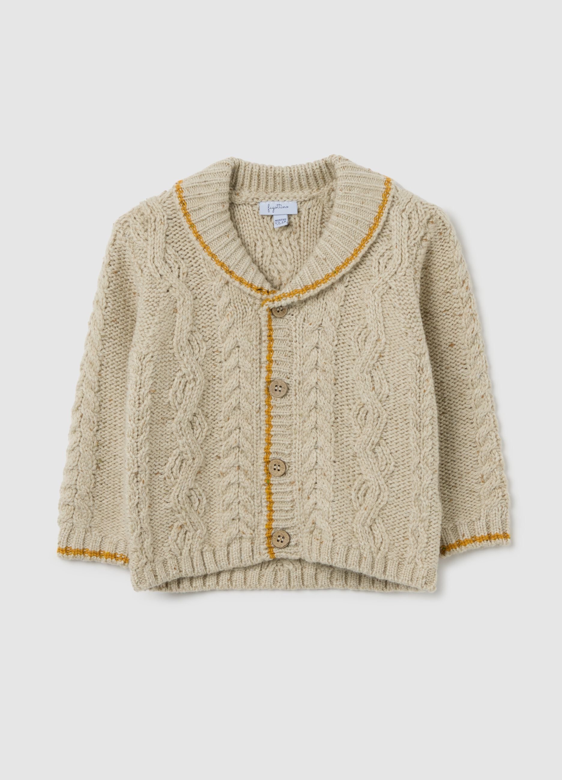 Beige regular fit baby cardigan with buttons