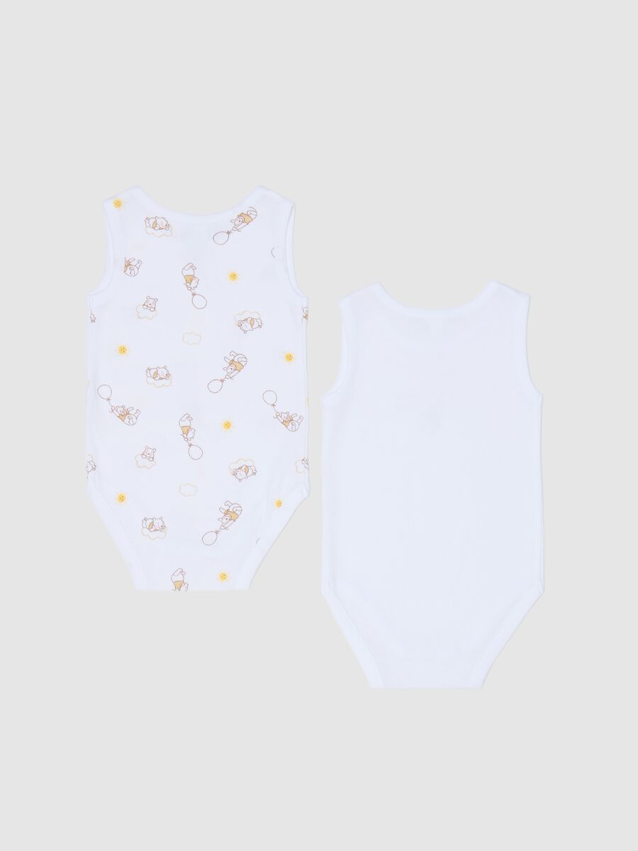 Two-pack sleeveless bodysuits in cotton with Winnie the Pooh print_1