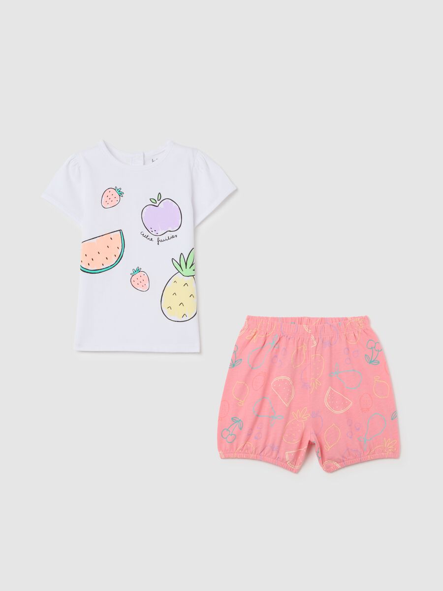Short pyjamas in pure cotton with fruit print_0