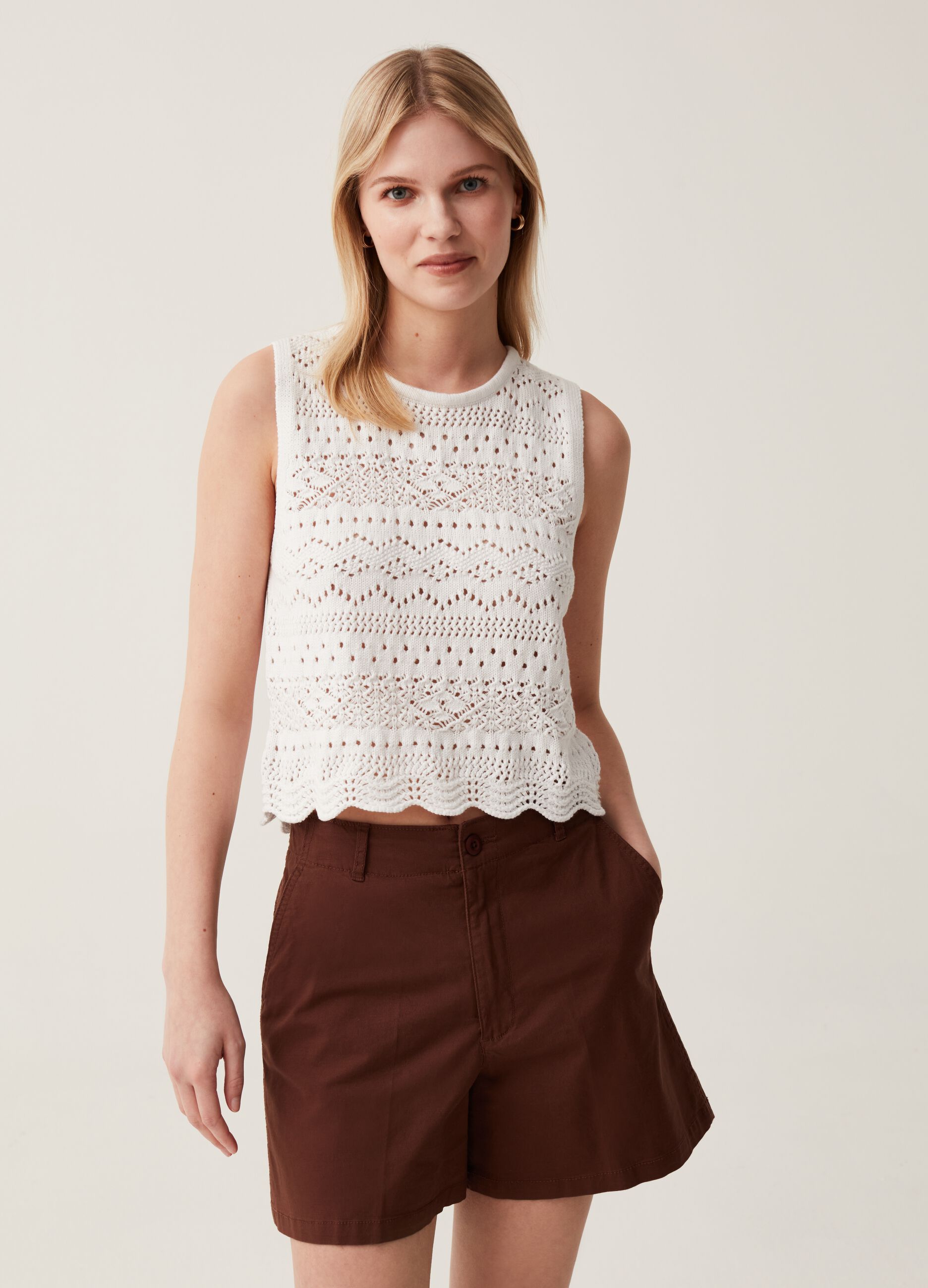 Ovs Tank top in cotone crochet