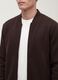 Brown full-zip sweatshirt in stretch piqu&eacute; with ribbed collar_1