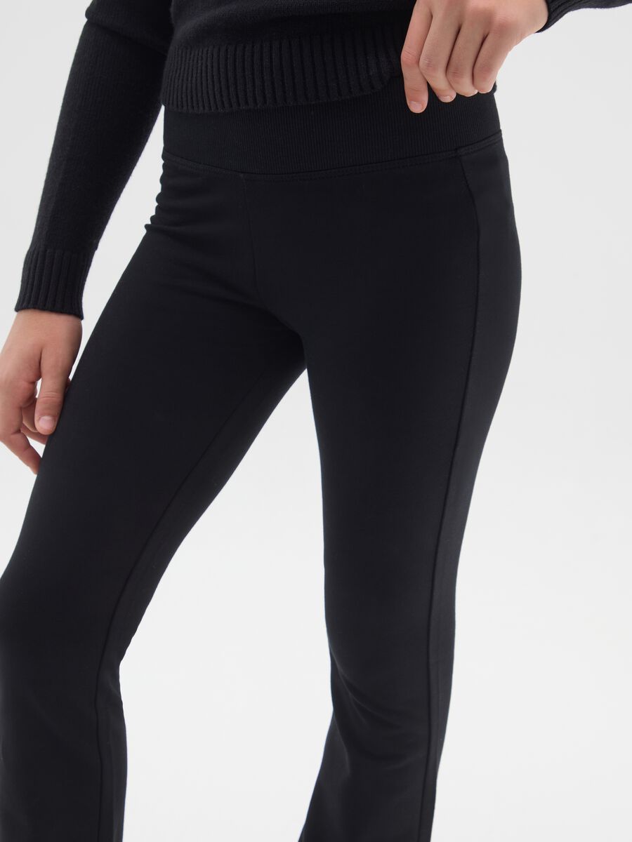 Girls' Black Cotton Blend Flare Trousers_2