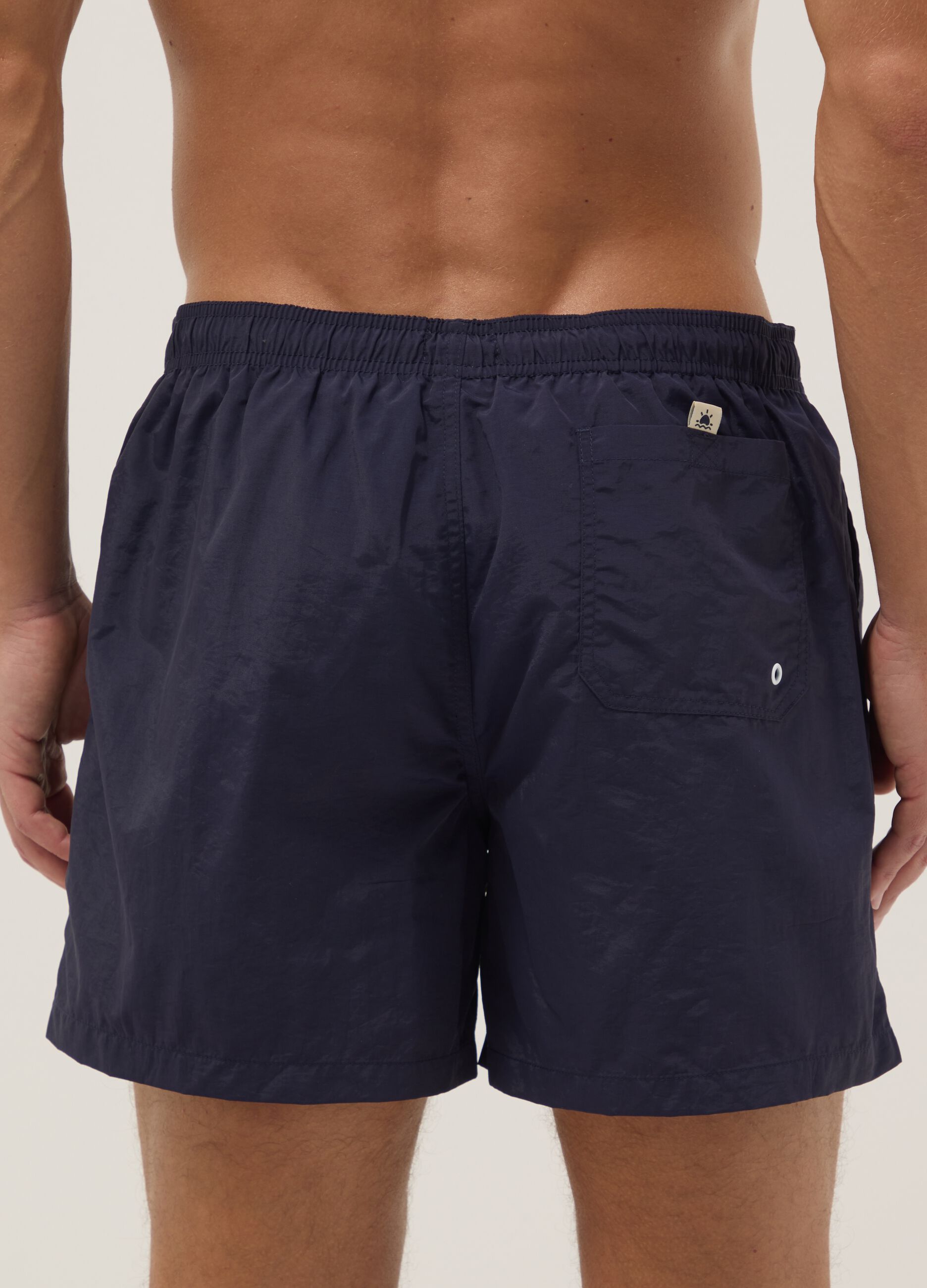Blue regular-fit swim shorts with drawstring