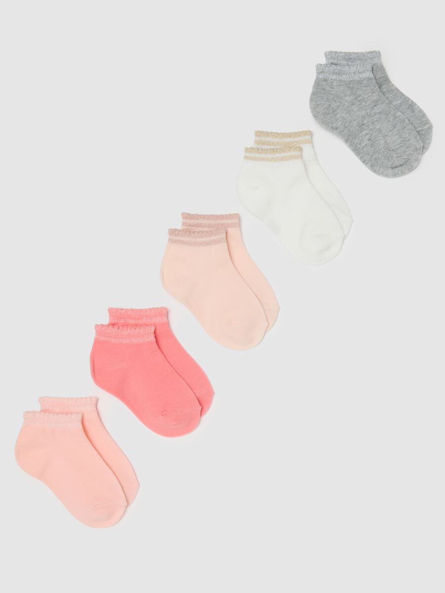 Girls' Short Multicolour Cotton Mix Socks with Embroidered Edging_0