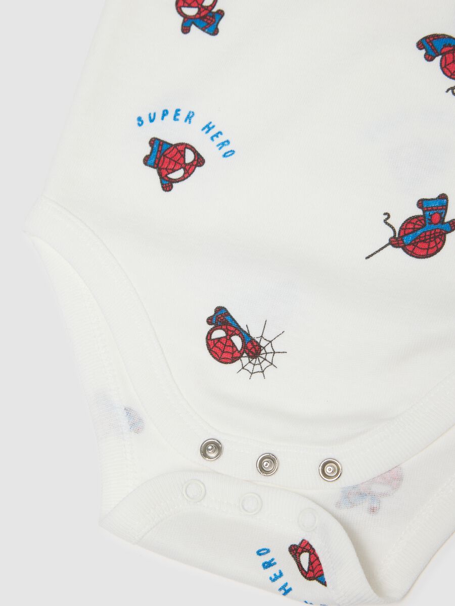 Twin pack of white sleeveless baby bodysuits in pure cotton with Spider-Man_2