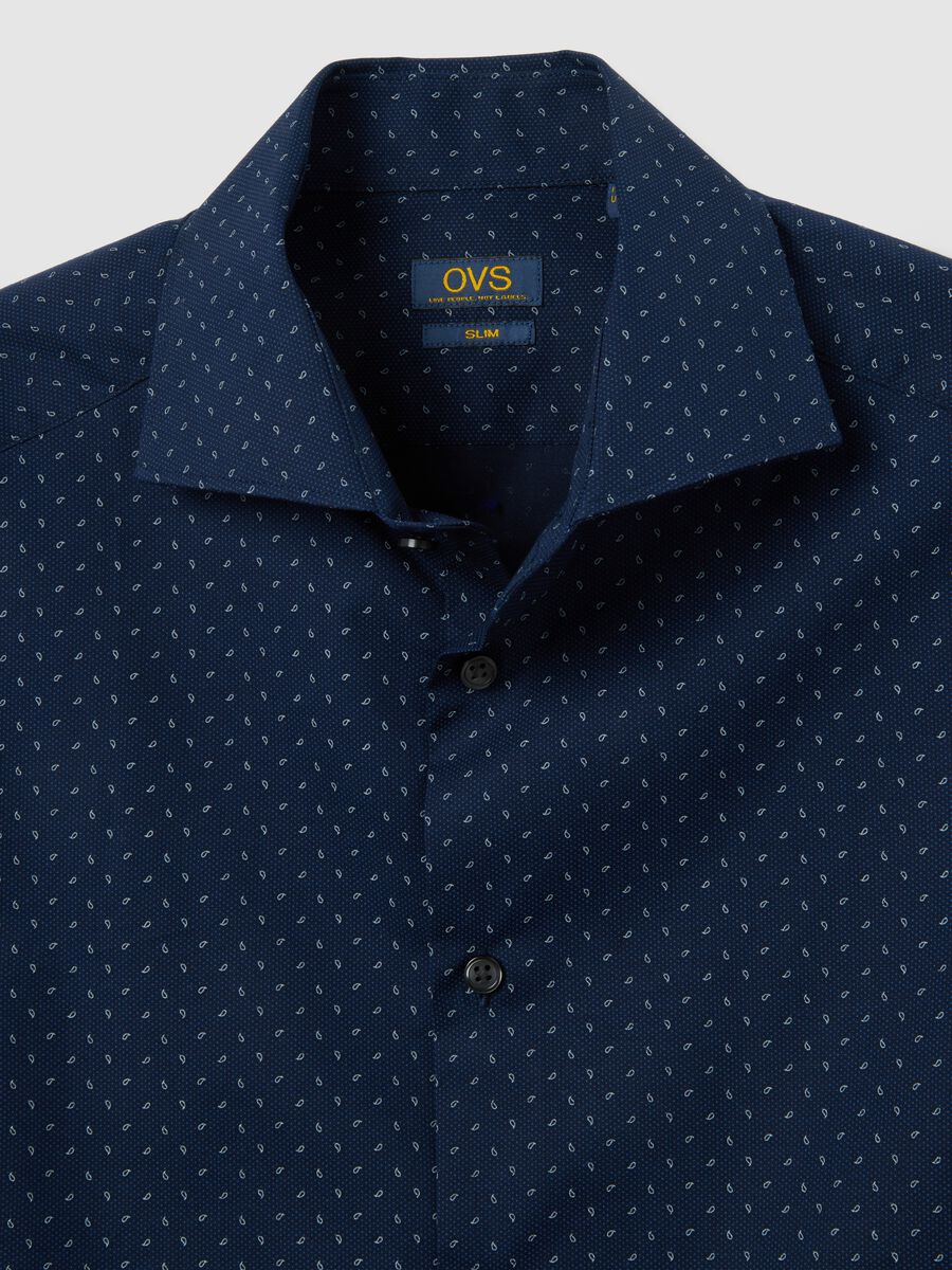 Multicolour stretch cotton slim fit shirt_1