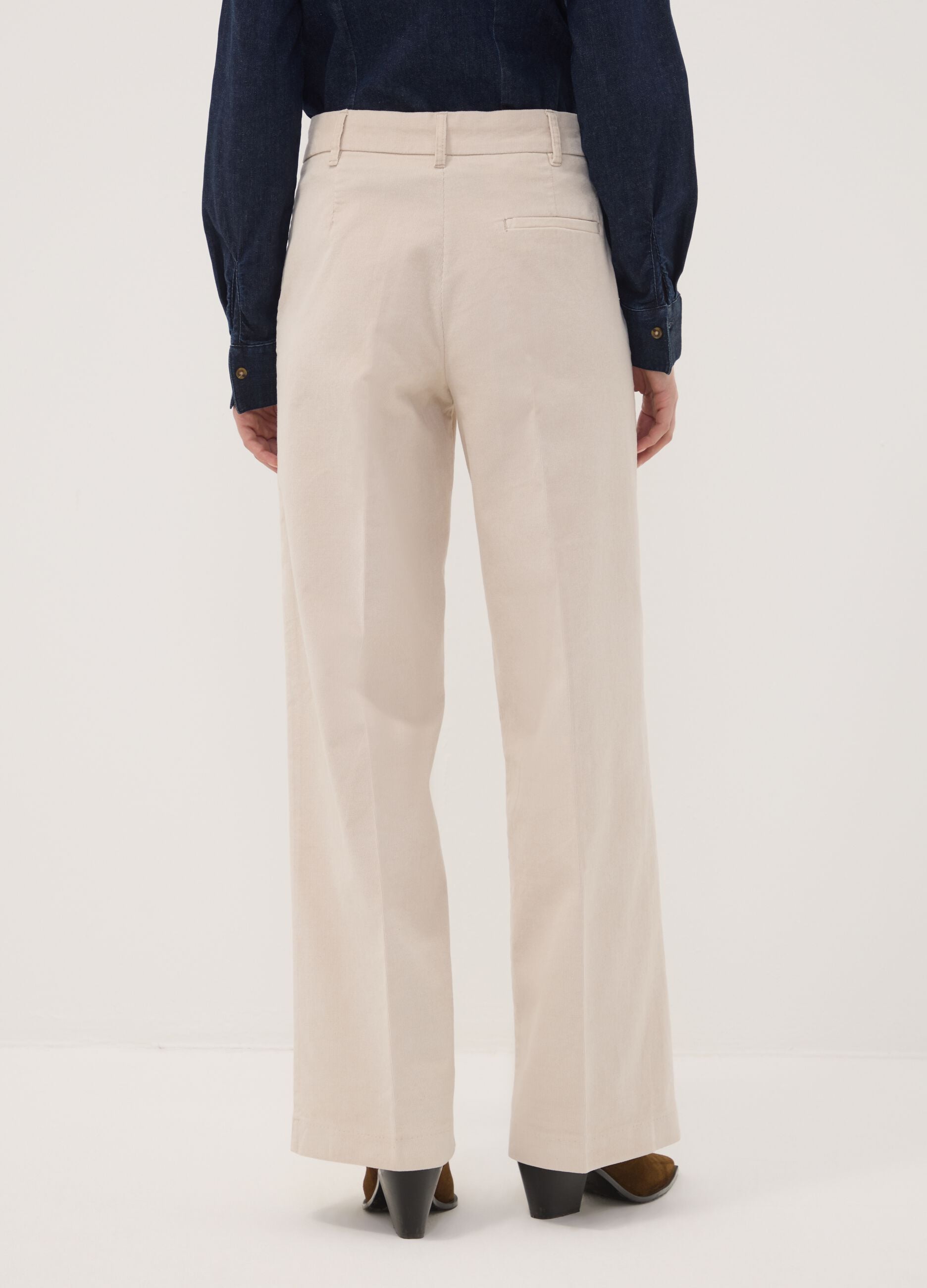 Beige The Iconic Pants straight-fit ribbed stretch cotton trousers