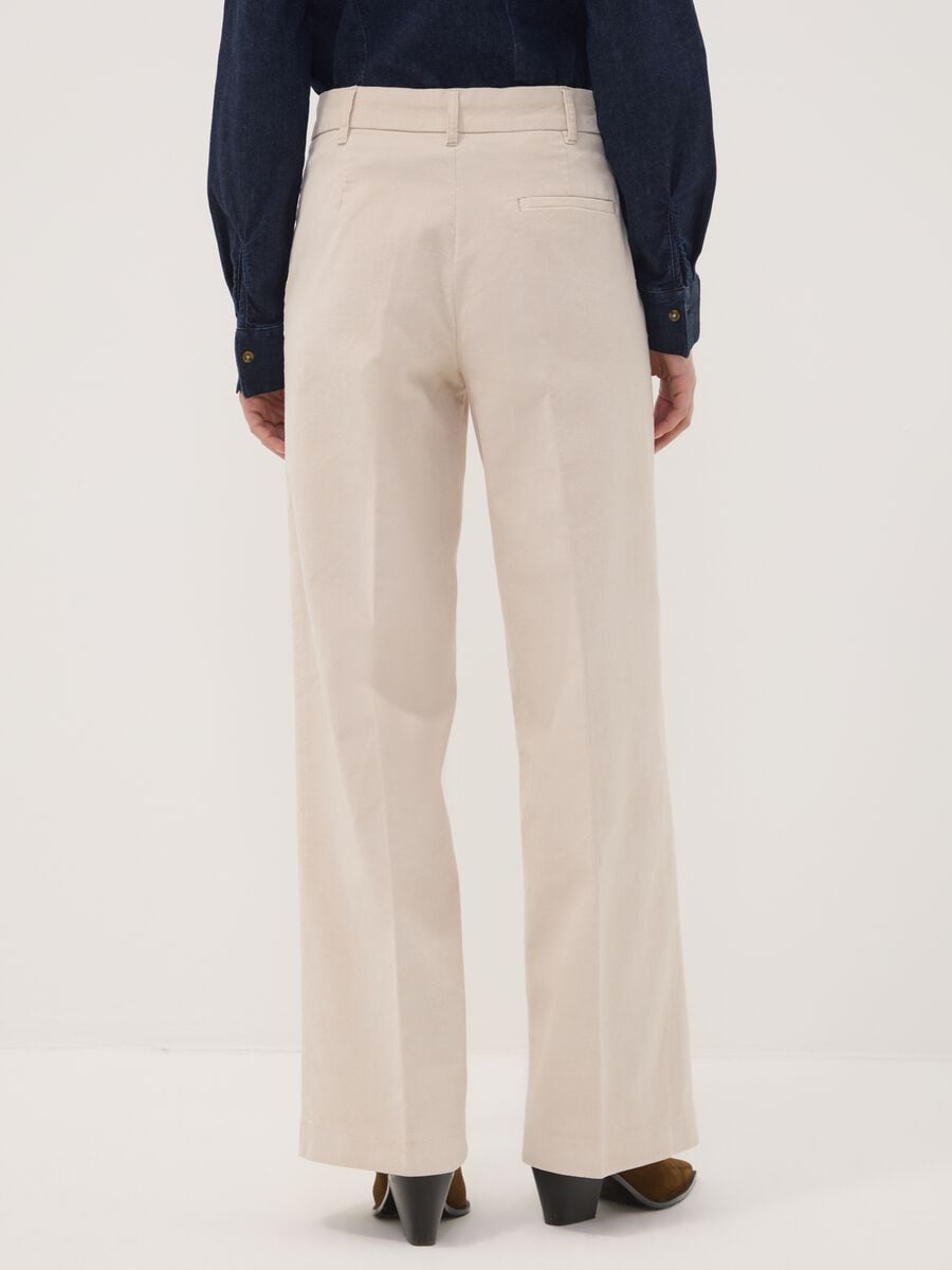 Pantaloni The Iconic Pants beige in cotone elasticizzato a coste straight fit_3