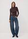 Brown ribbed viscose-blend top with high neck_2