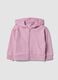 Pink organic cotton hooded sweatshirt with oversized fit for baby girl_0