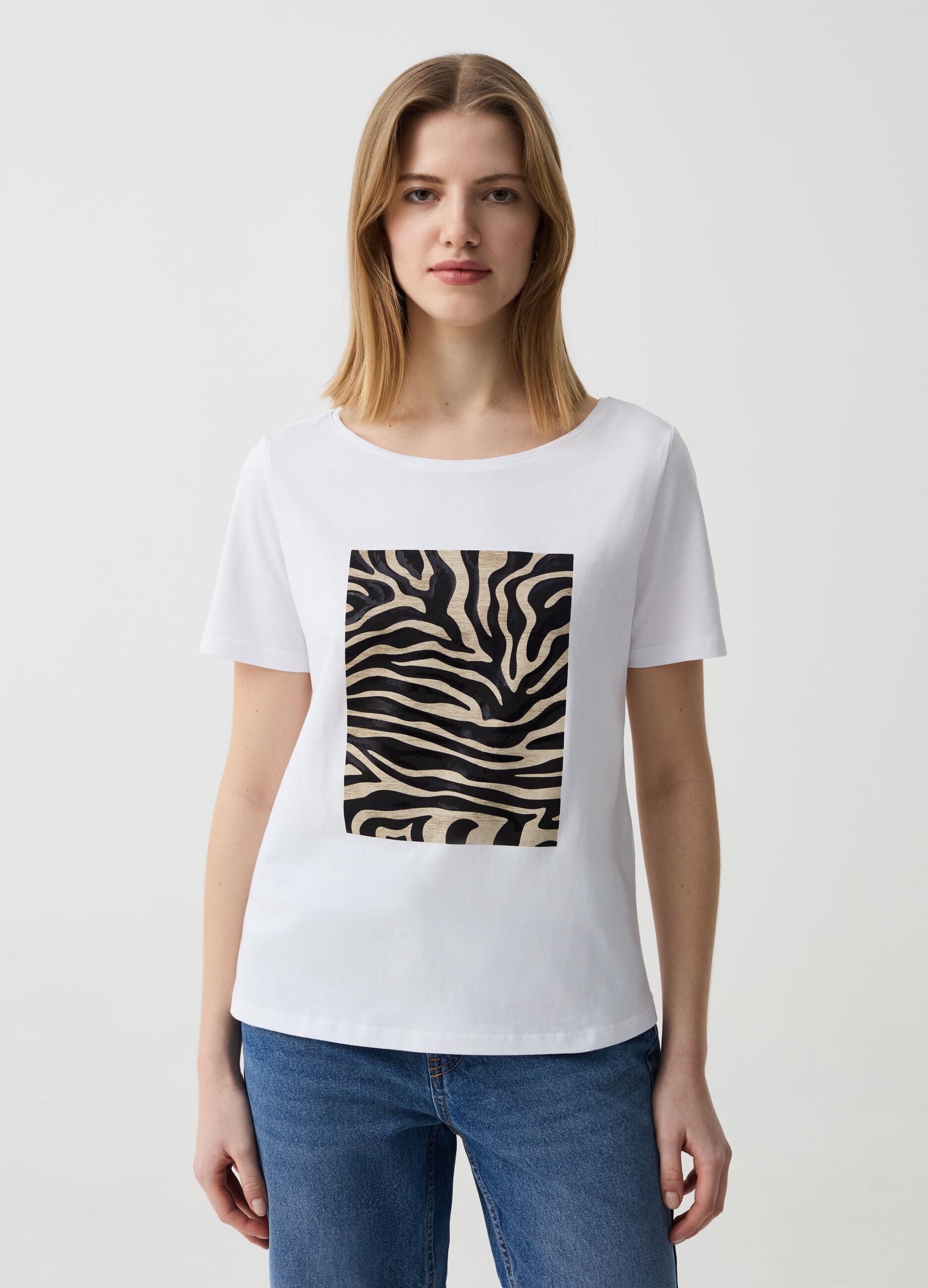 T-shirt con stampa animalier