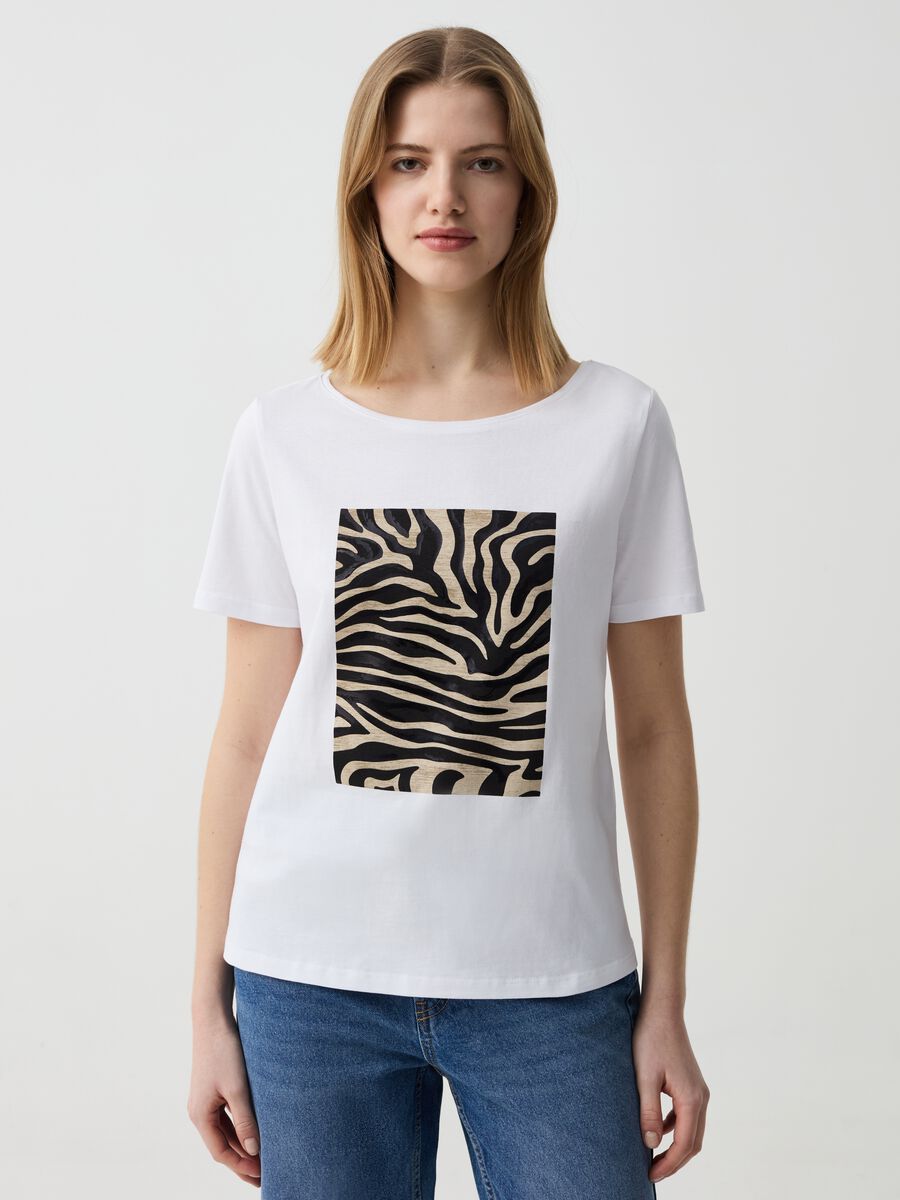 T-shirt con stampa animalier_0