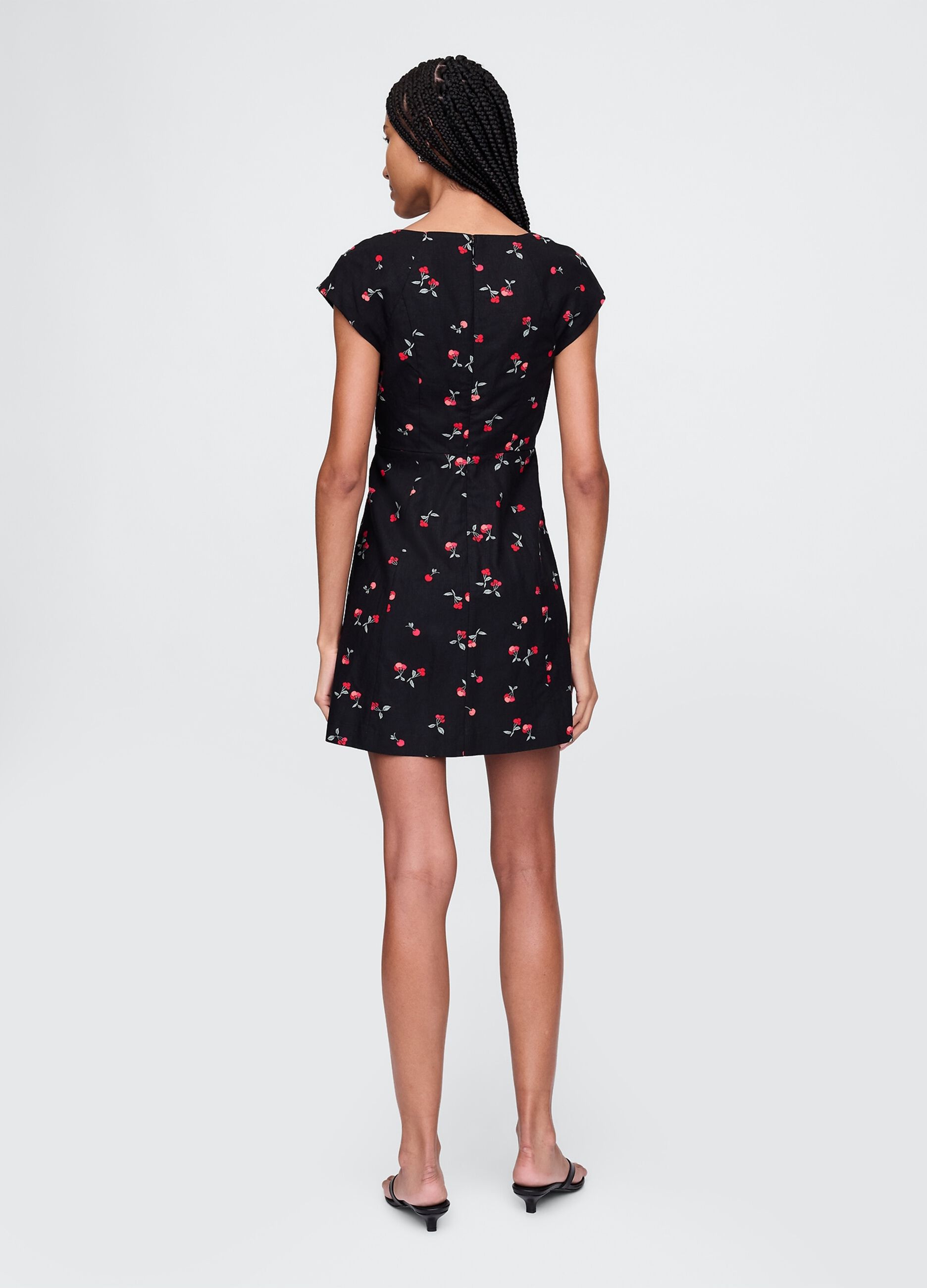Black Floral Short Dress