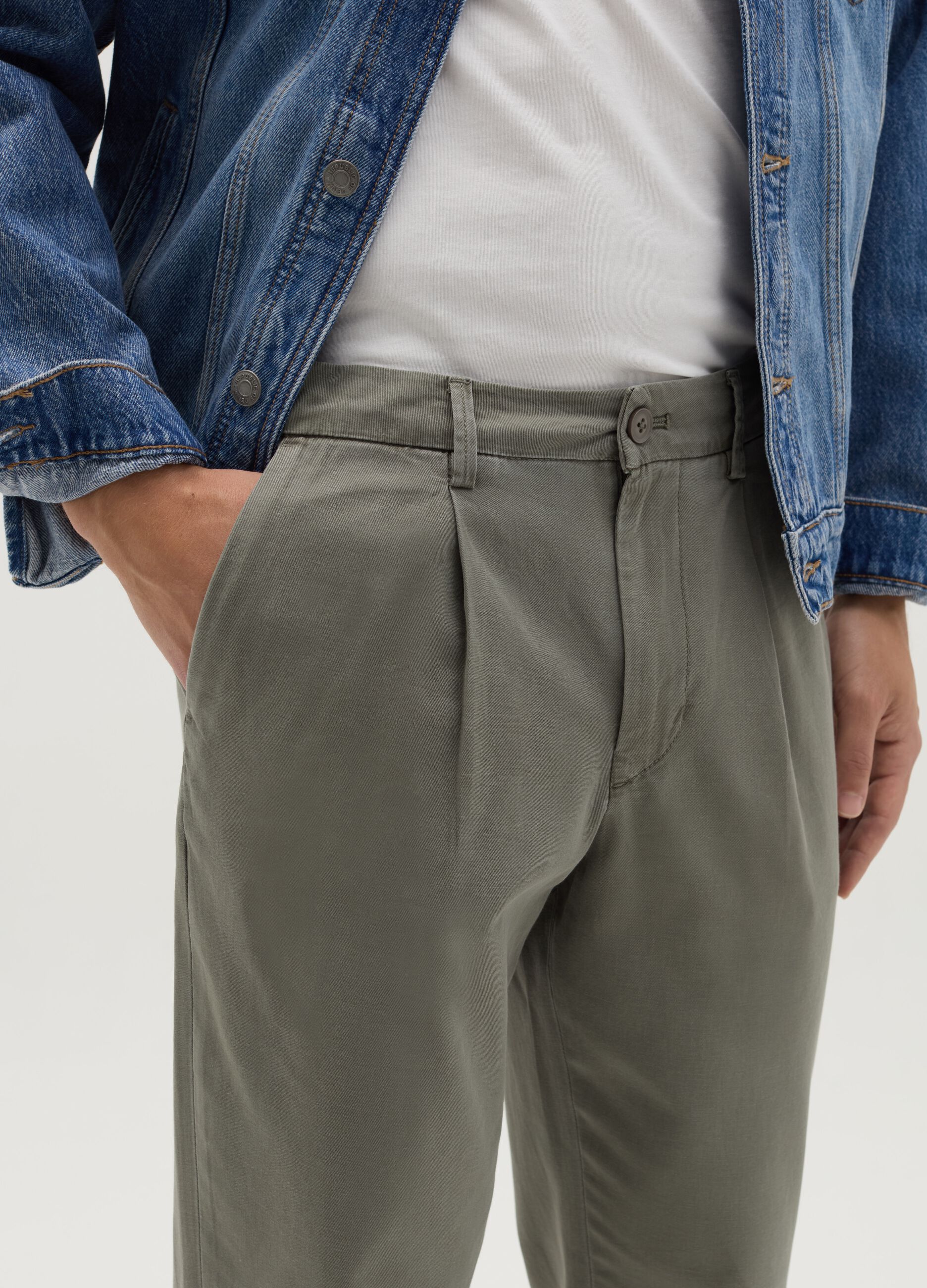 Cotton and linen chino trousers