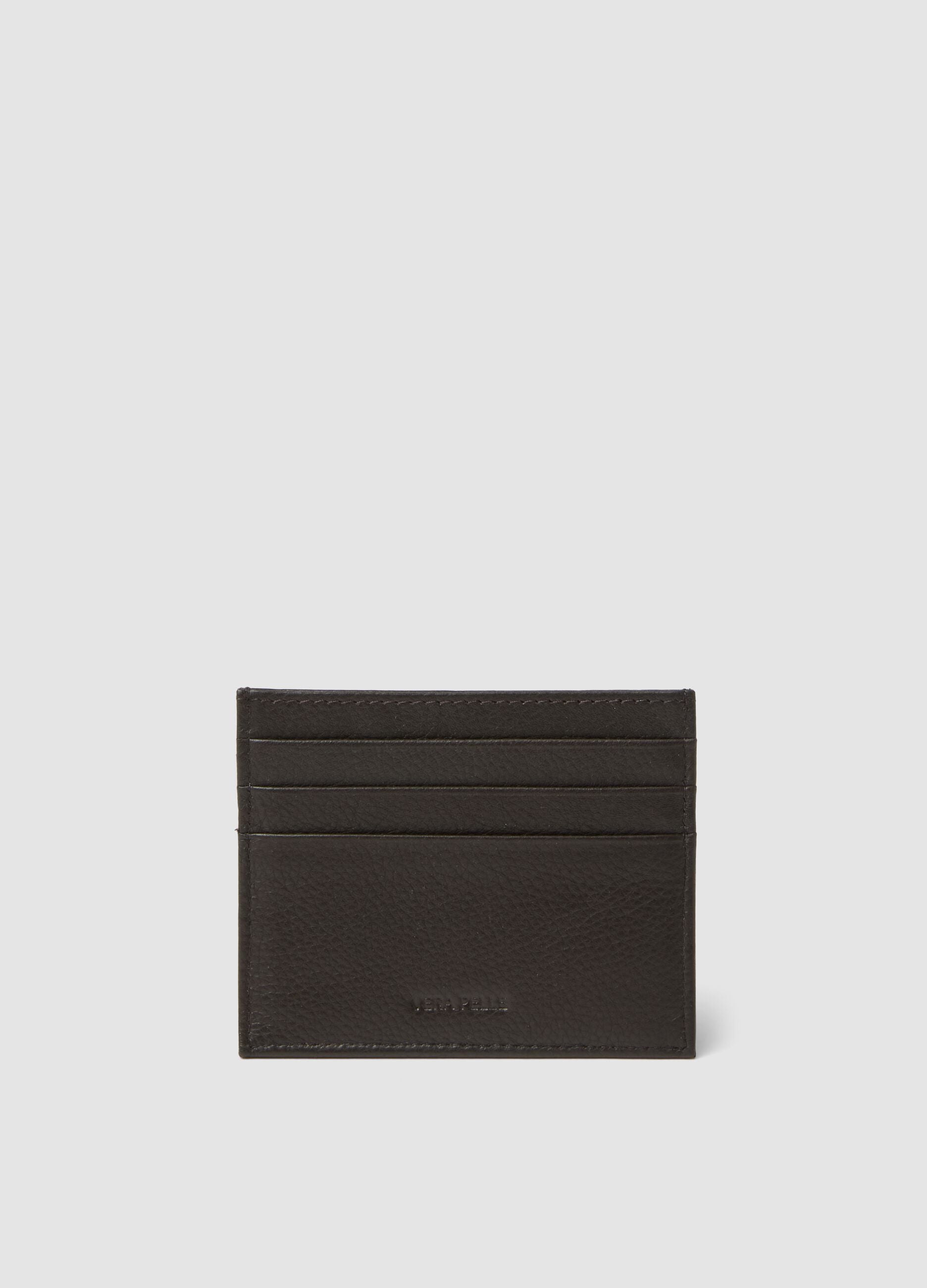 Portacarte marrone in vera pelle