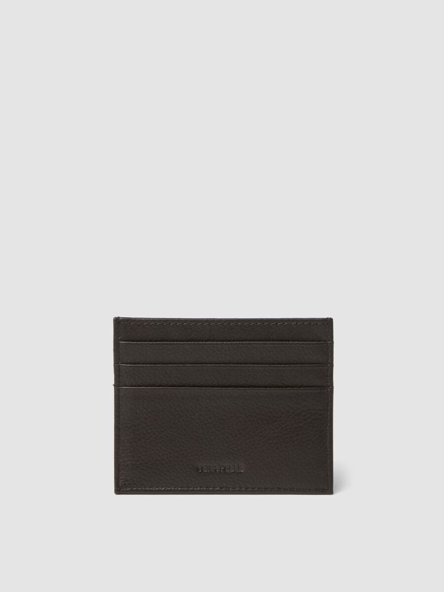 Brown genuine leather card holder_2