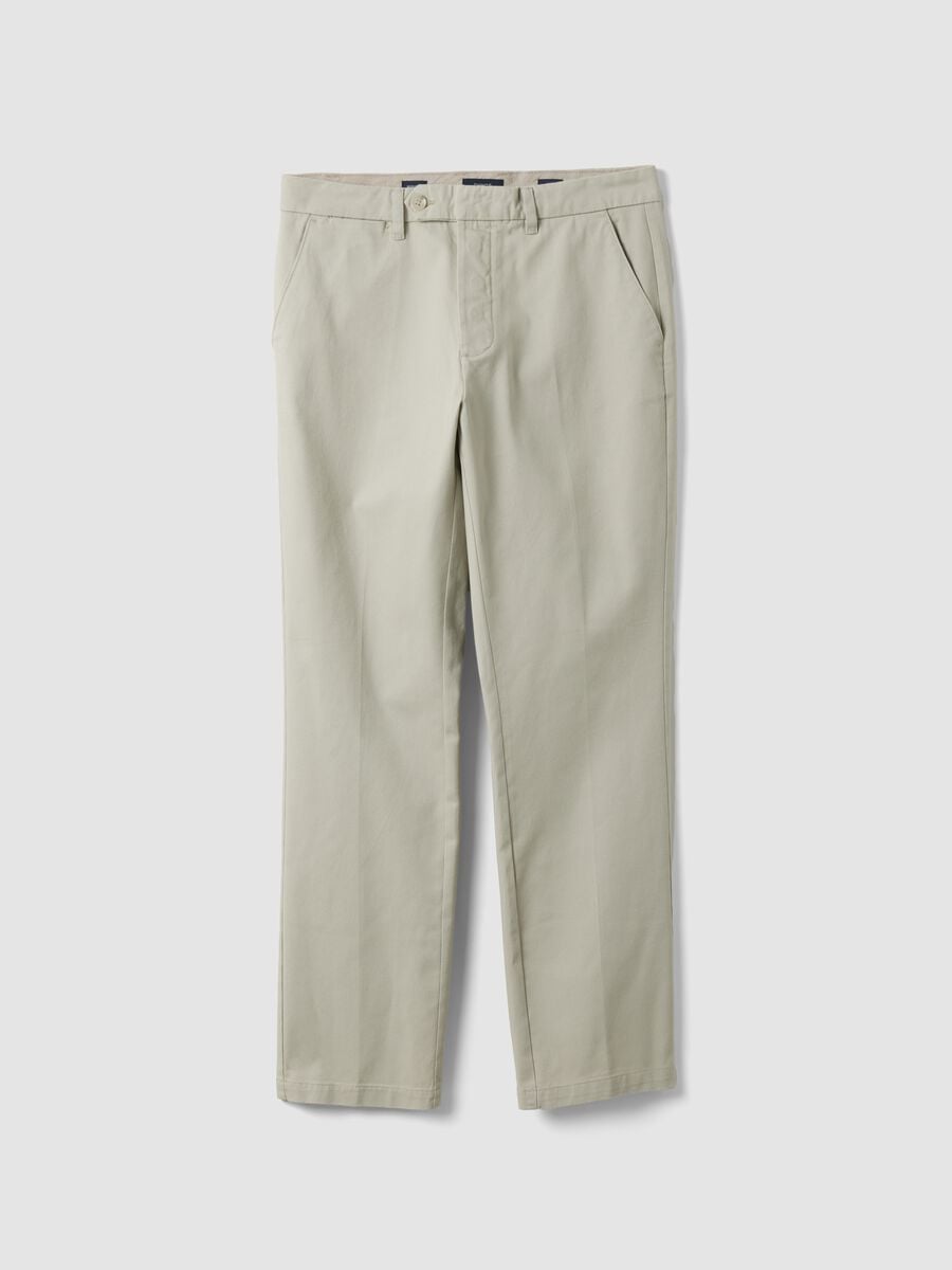 Pantaloni chino beige in puro cotone regular fit_0