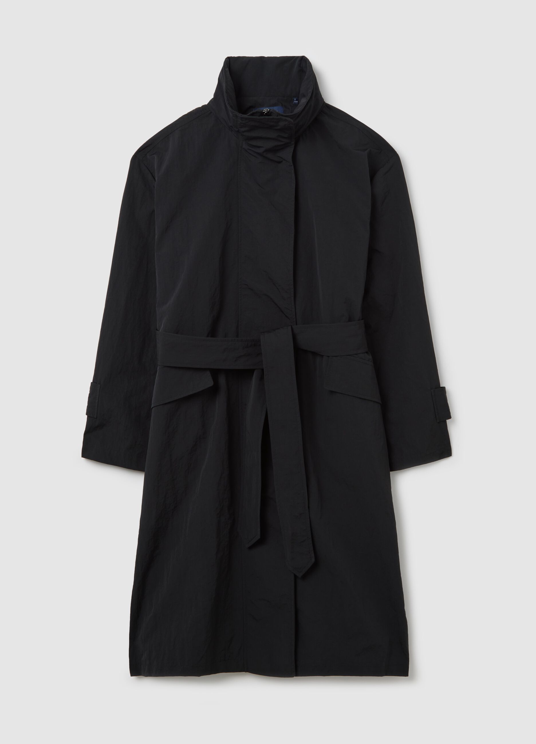 Long trench coat with zip and buttons