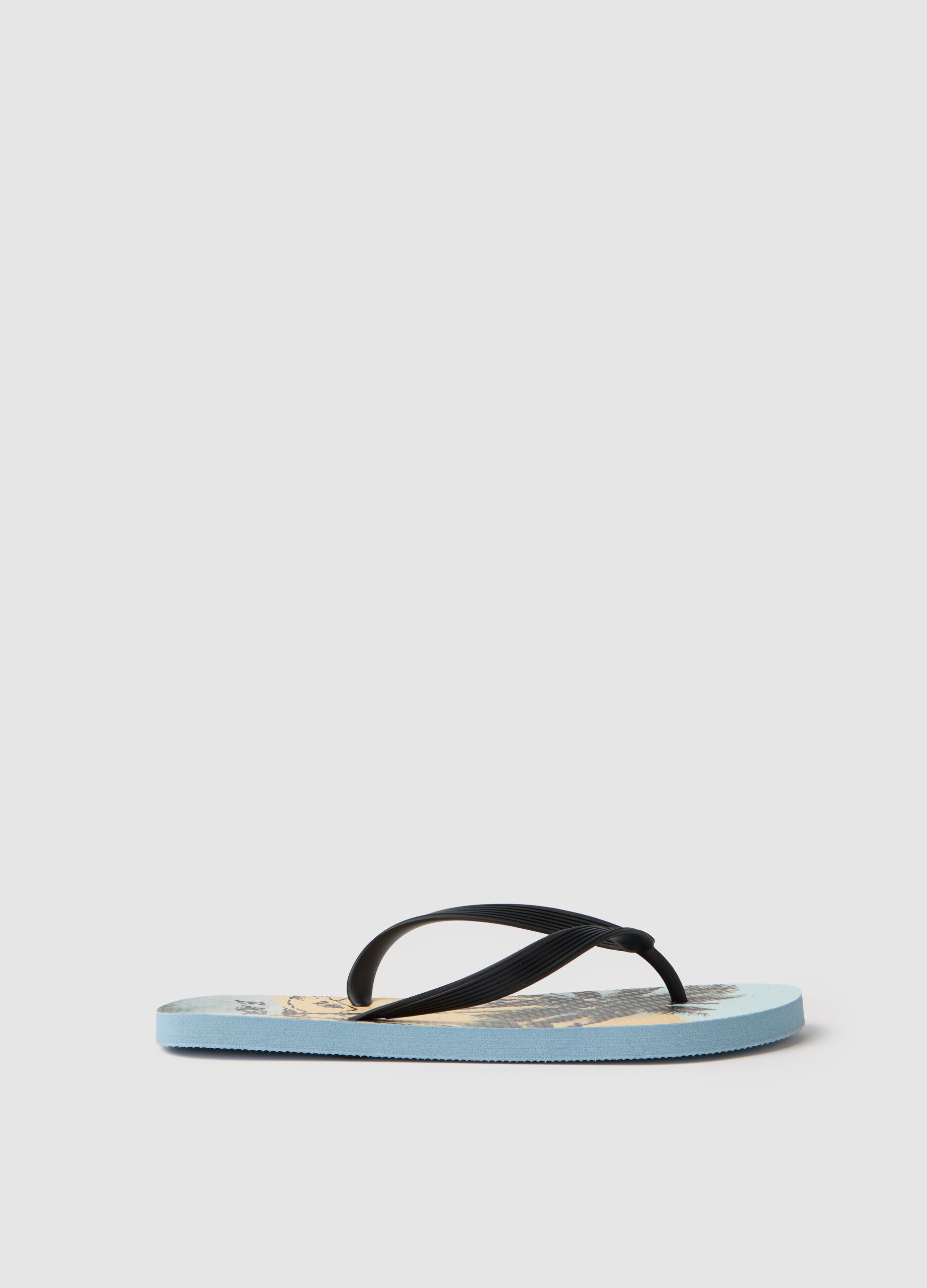 Men's Multicolour Flip-Flops with Tropical Print