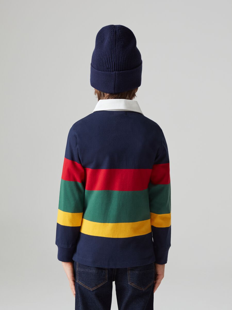 Polo in cotone a righe con patch lettering_2