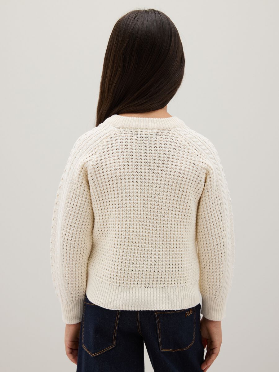 Maglione da ragazza in misto cotone beige regular fit_1