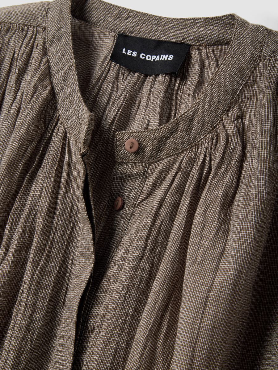 Blusa senza maniche in puro cotone marrone regular fit_5