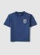 Children's regular fit blue pure cotton T-shirt with patch_0