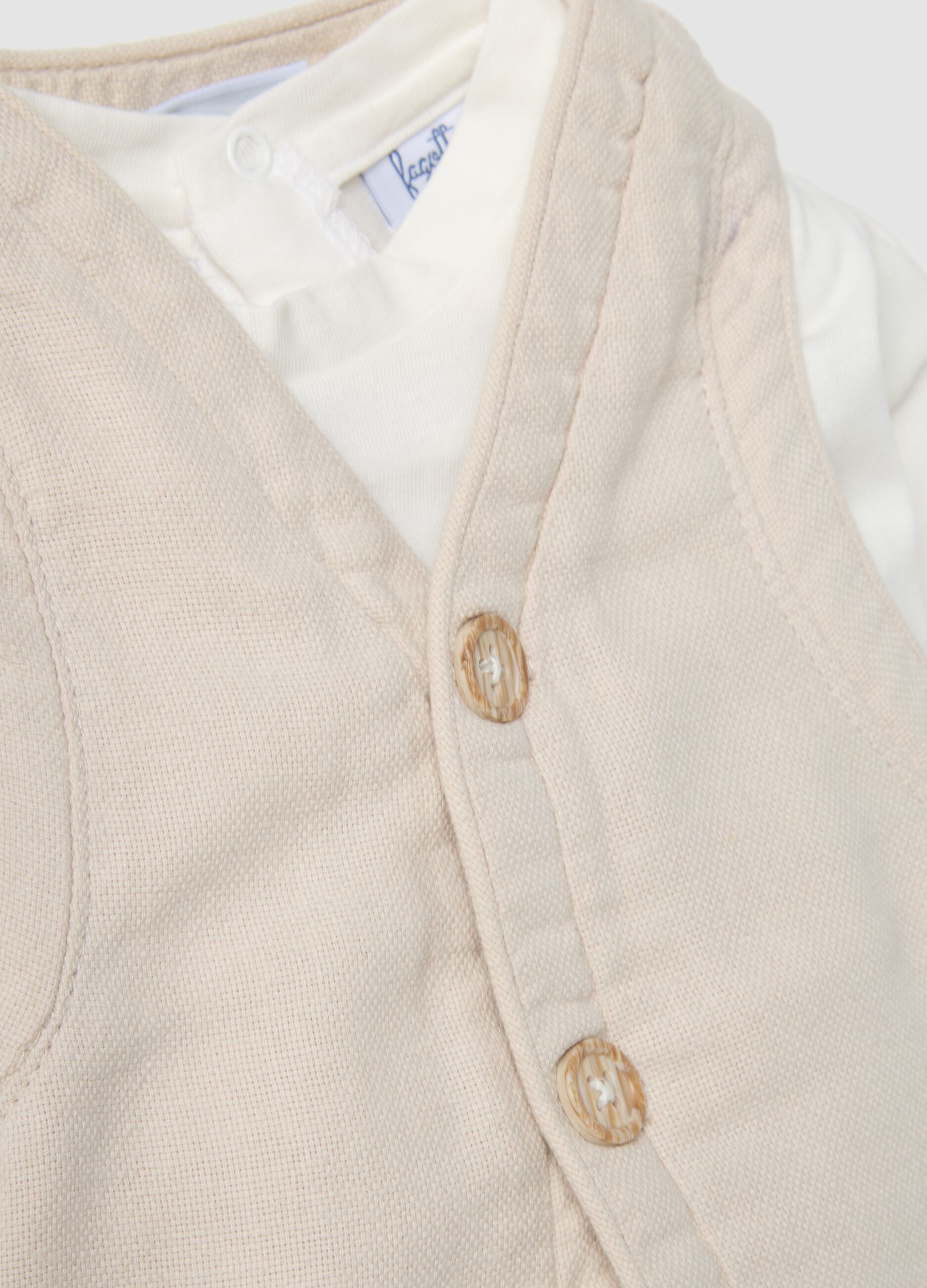 Beige cotton-linen blend set for babies