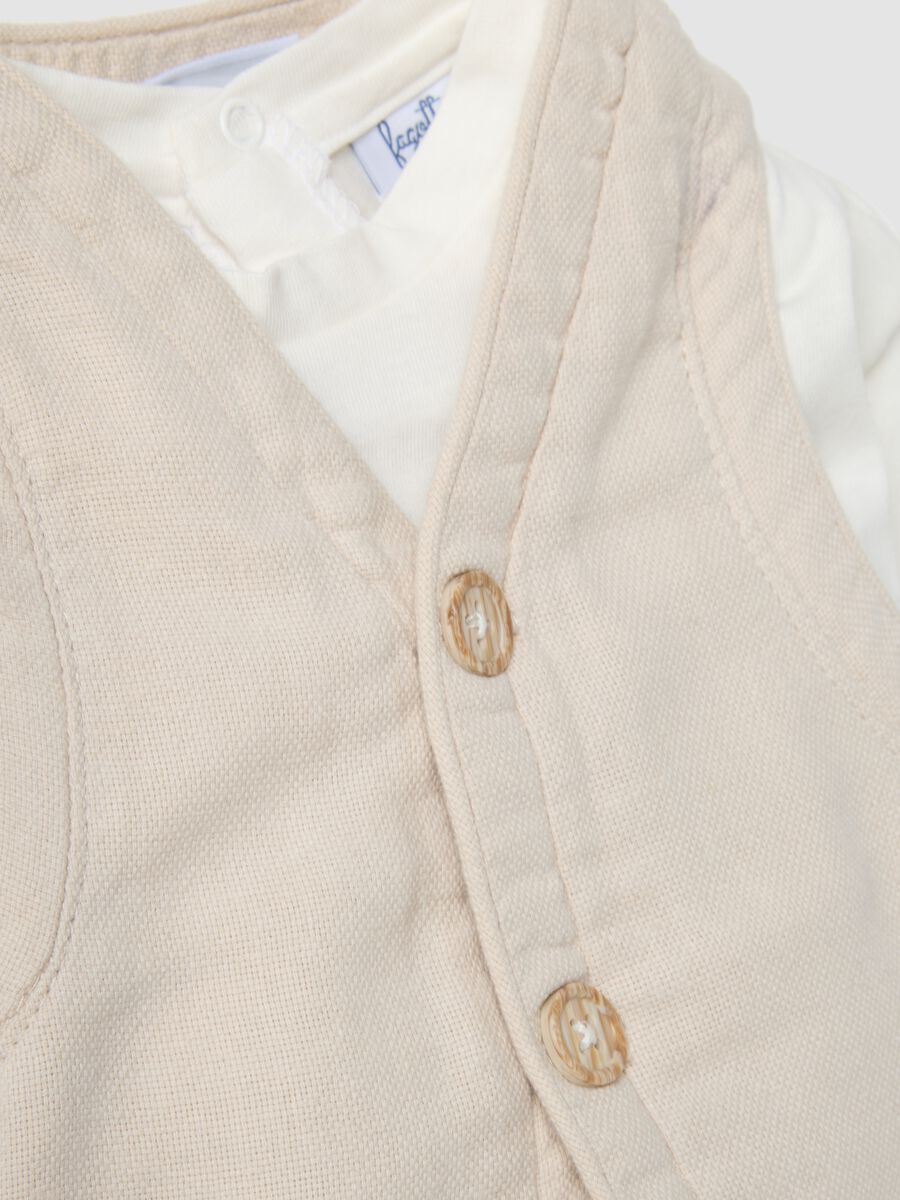 Beige cotton-linen blend set for babies_2