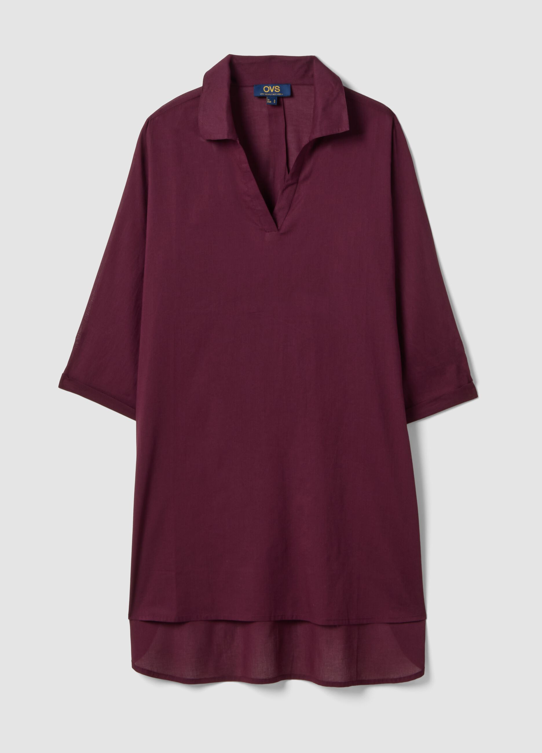 Purple pure organic cotton kaftan with V-neck
