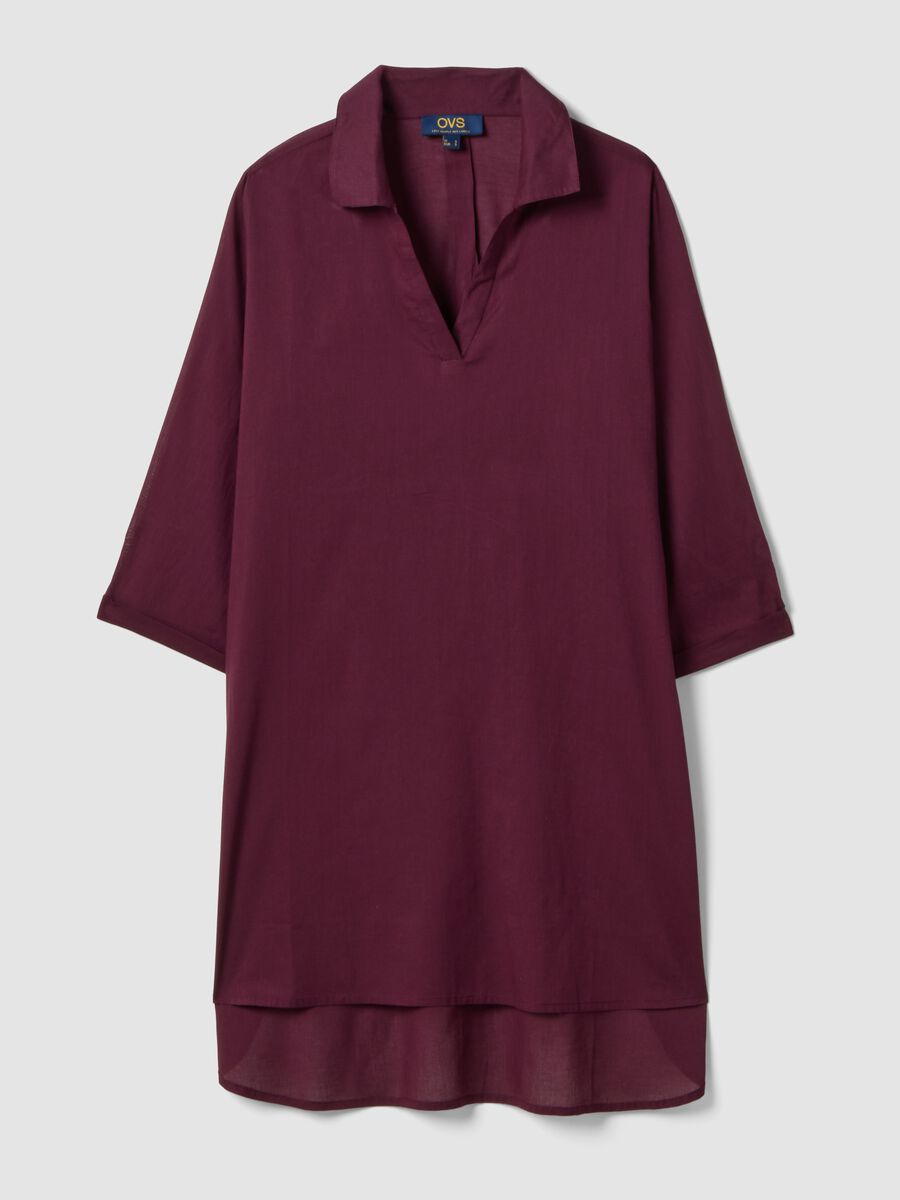 Purple pure organic cotton kaftan with V-neck_0