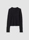 T-shirt nera in tessuto elasticizzato traforato con colletto rialzato_6