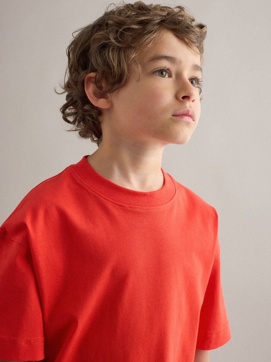 Orange pure cotton oversized fit kids' T-shirt_2