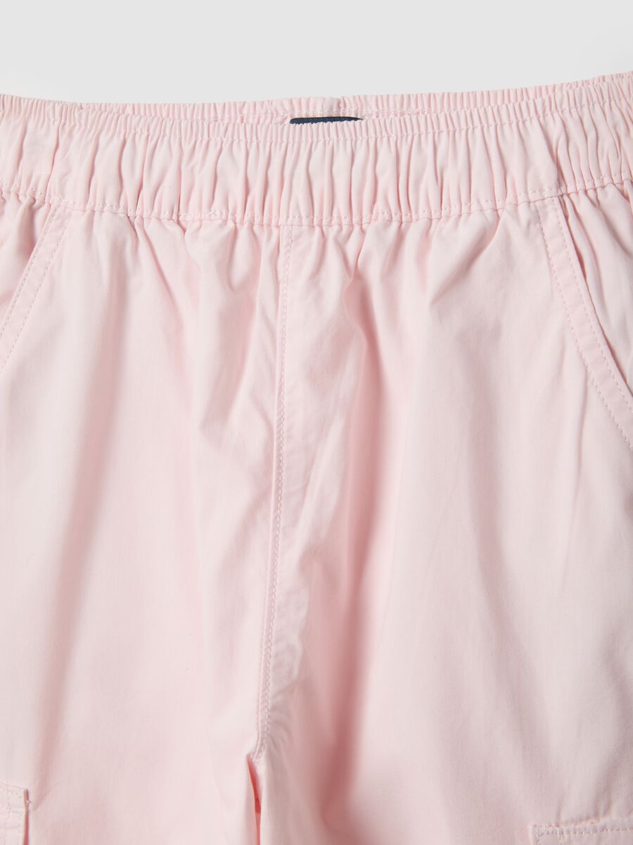 Pantaloni cargo in puro cotone rosa da bambina regular fit_2