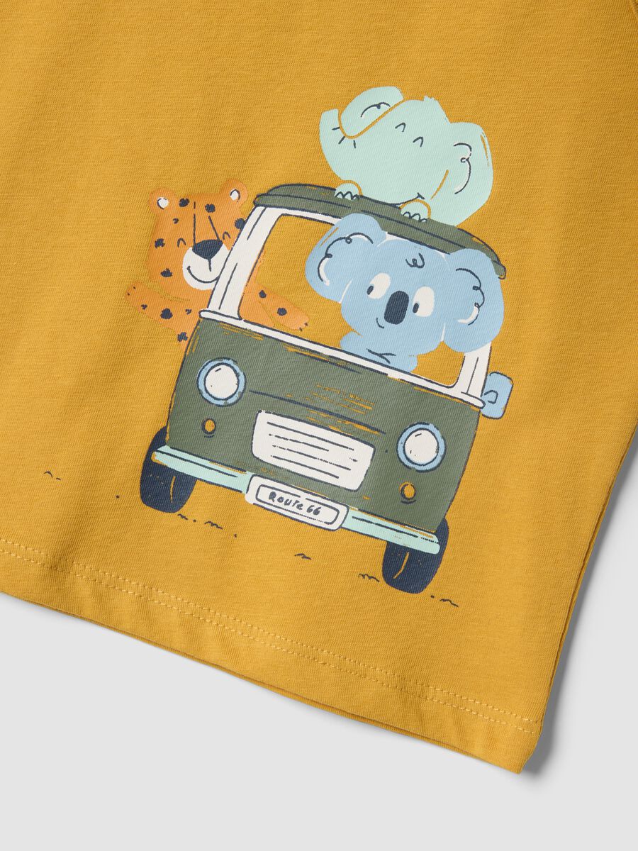 Yellow organic cotton tank top with print_2