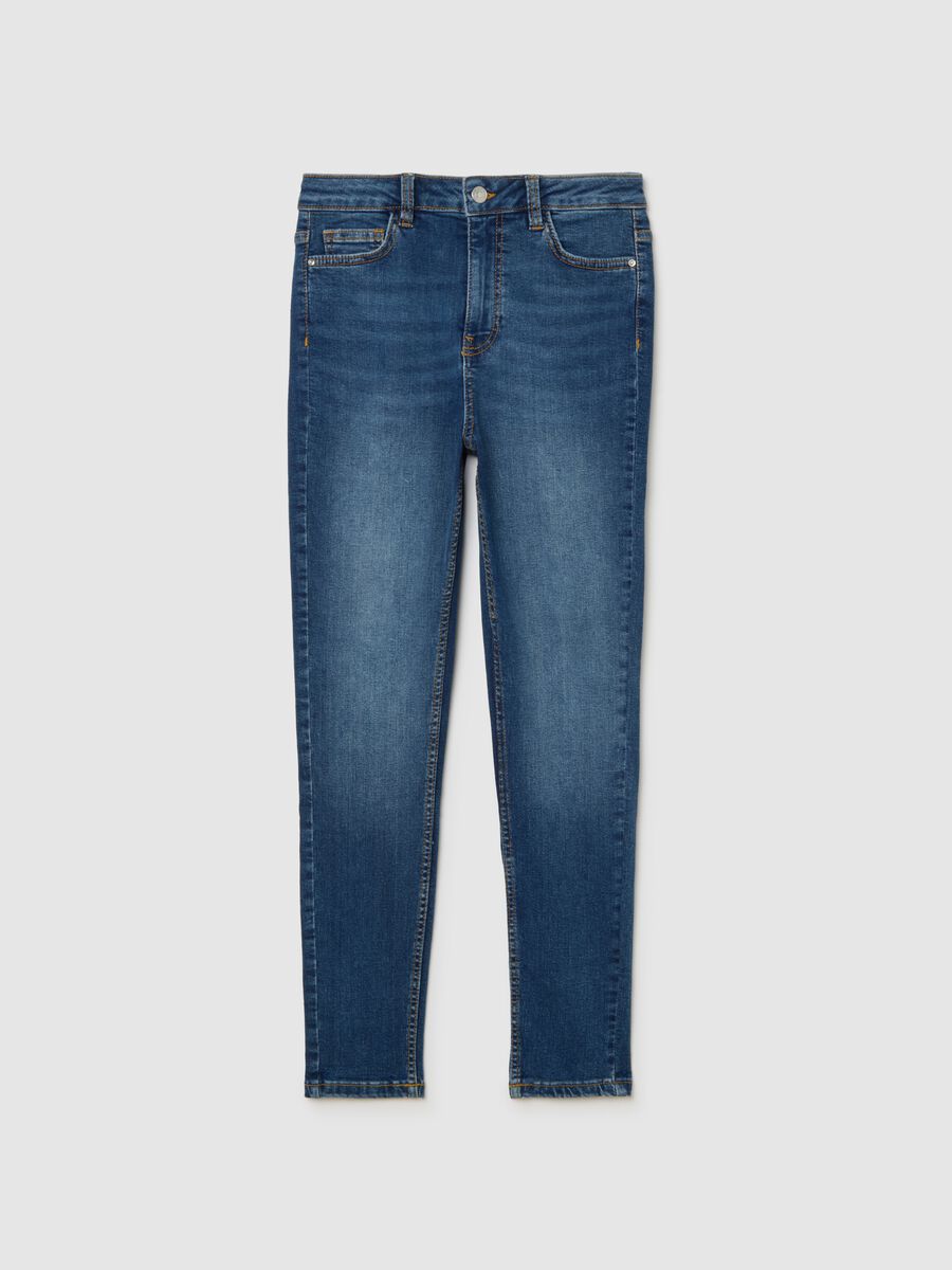 Jeans skinny blu in cotone elasticizzato_0