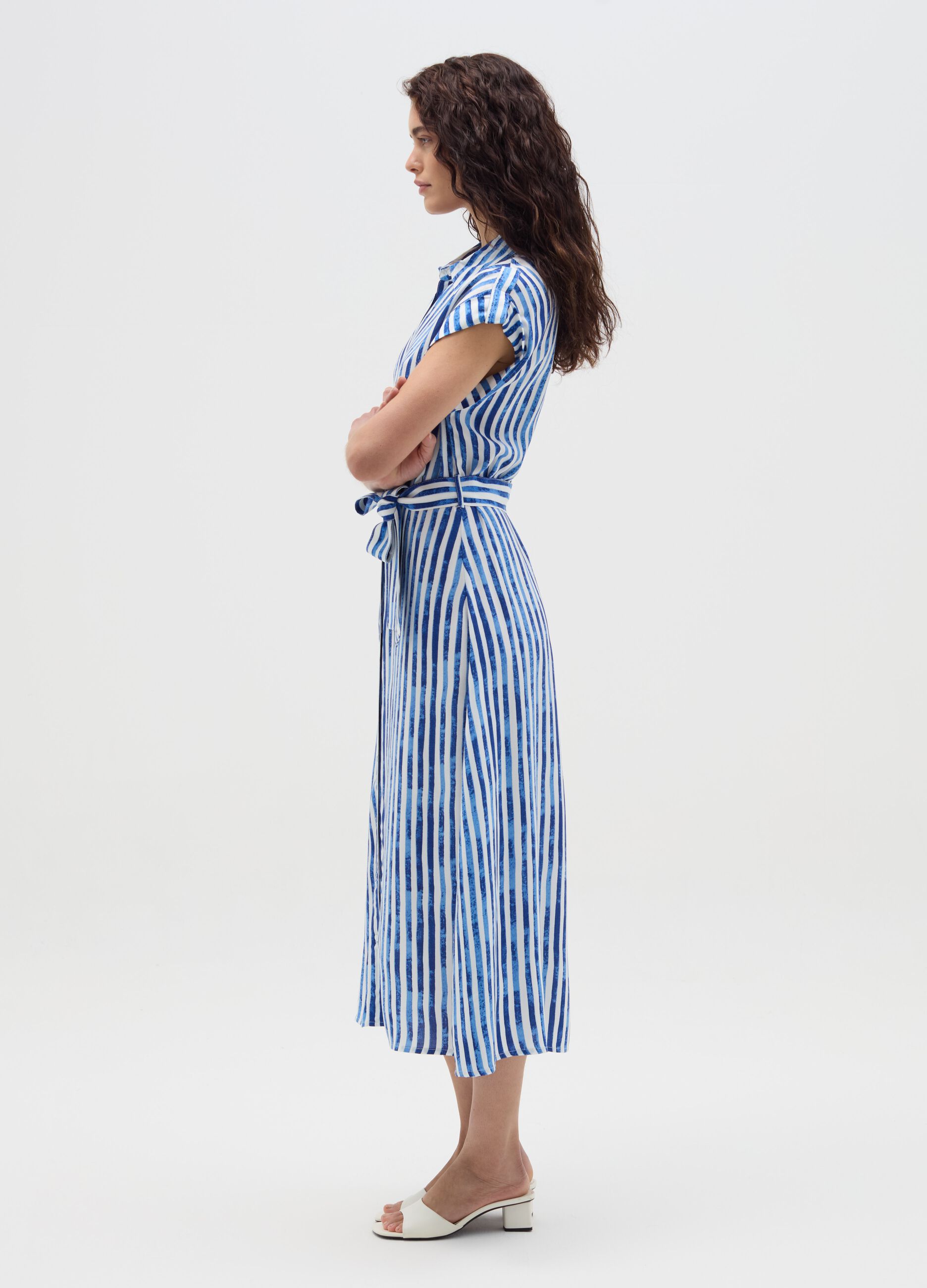 Long shirt dress with belt
