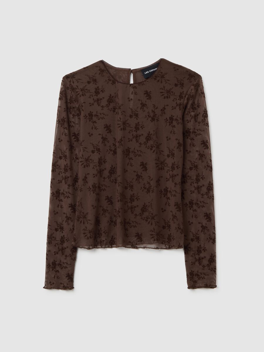 Brown T-shirt with floral patterns_0