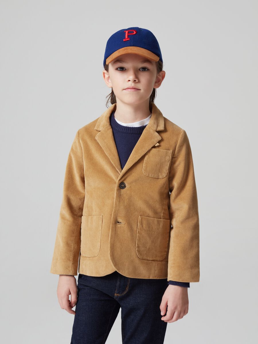 Giacca monopetto in corduroy_1