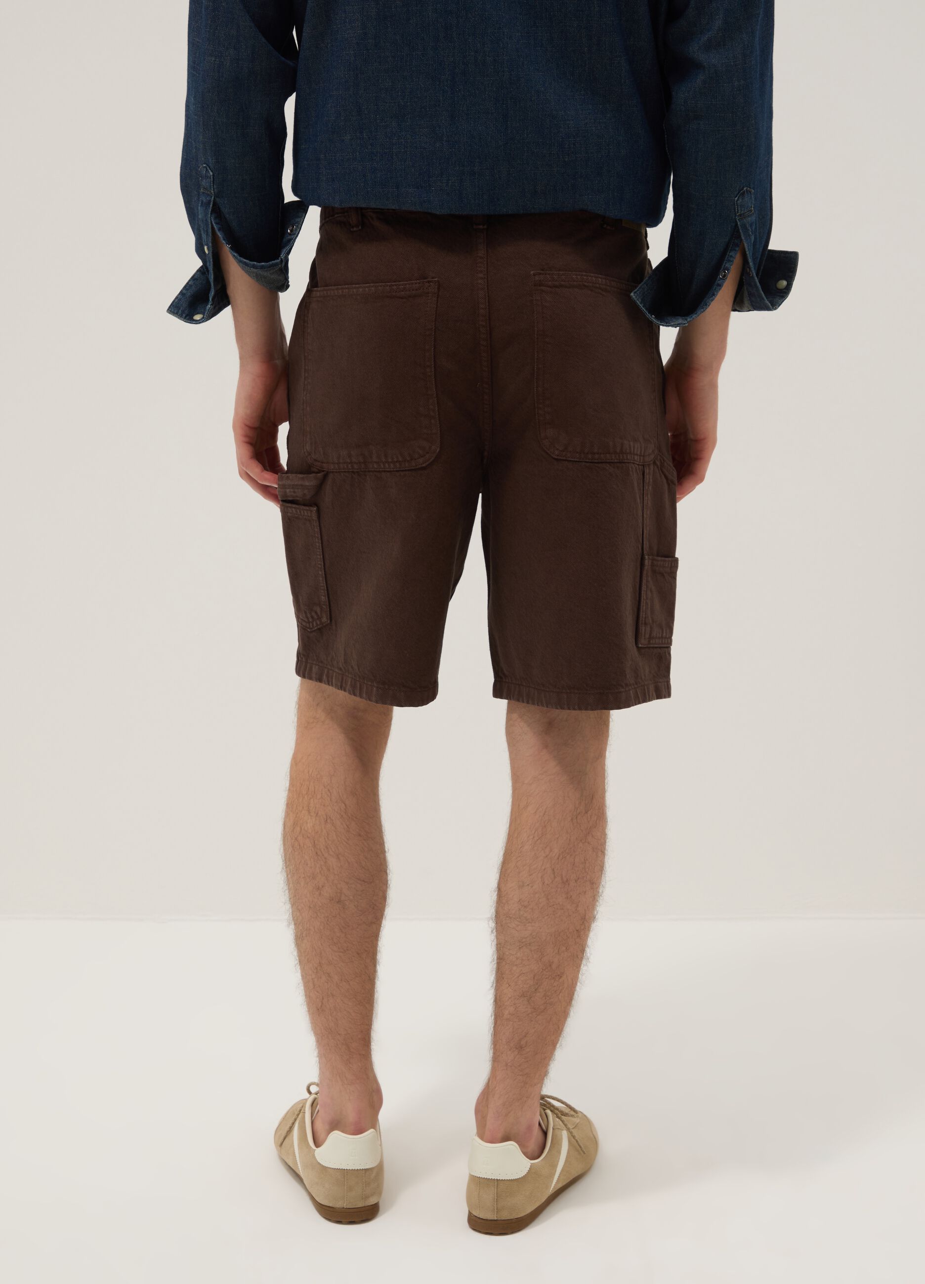 Brown pure cotton bermuda shorts