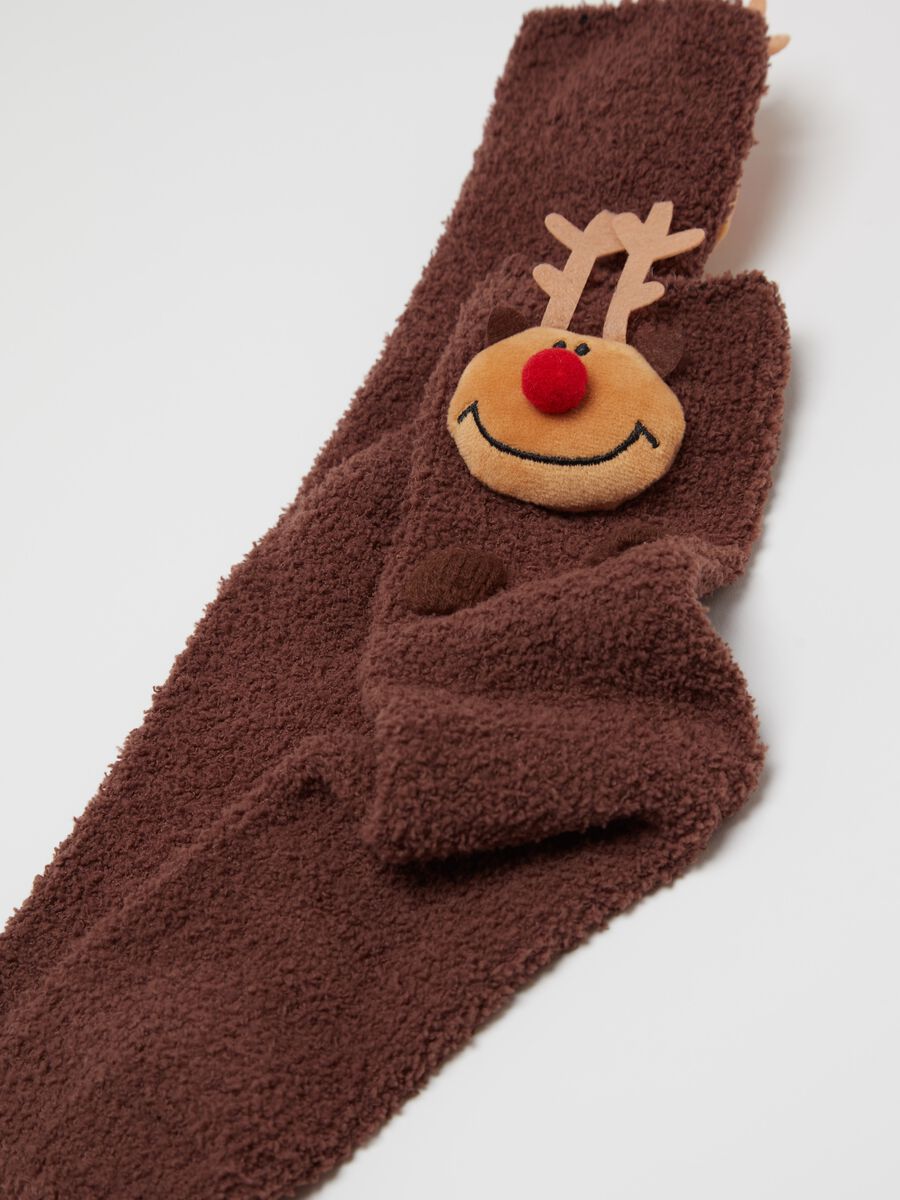 Chenille socks with Christmas appliqué detail_2