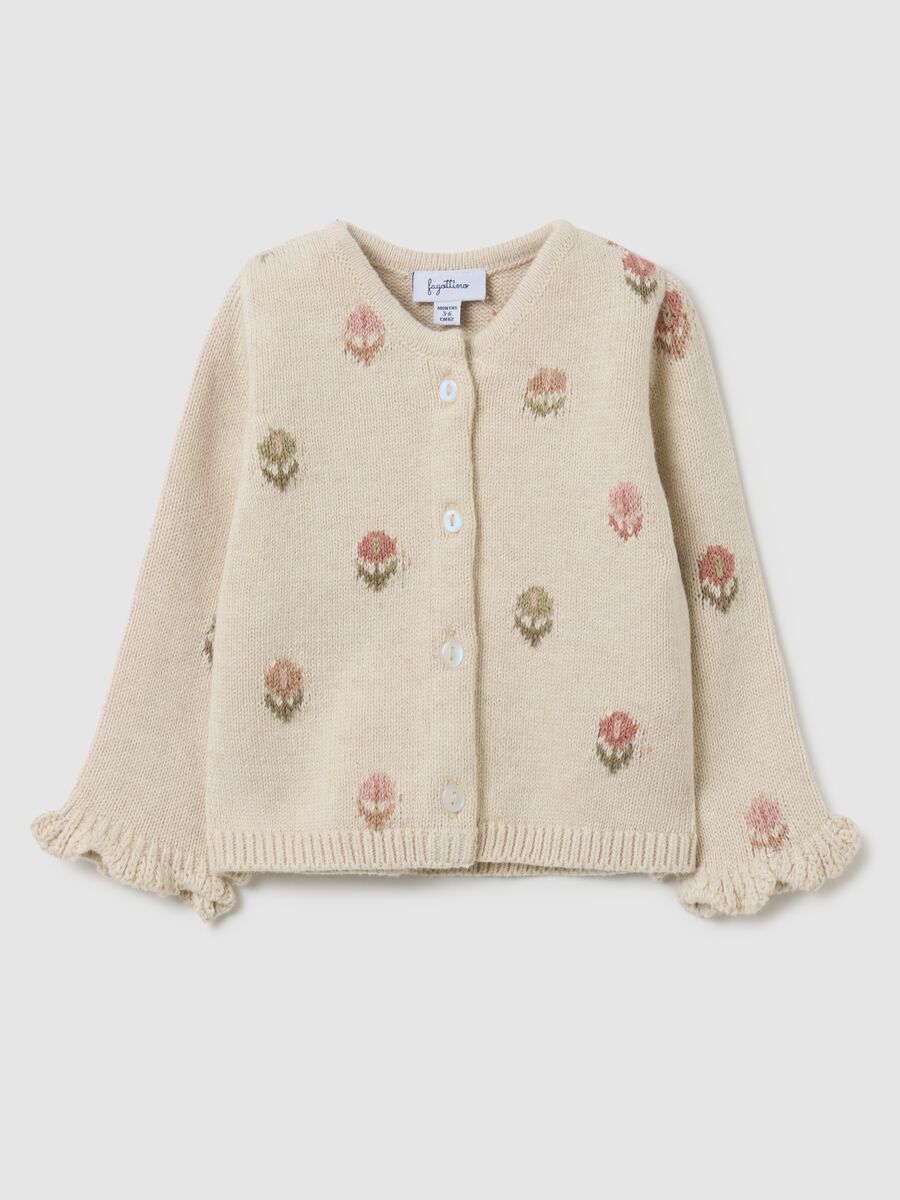 Baby's beige pure cotton cardigan with buttons_0