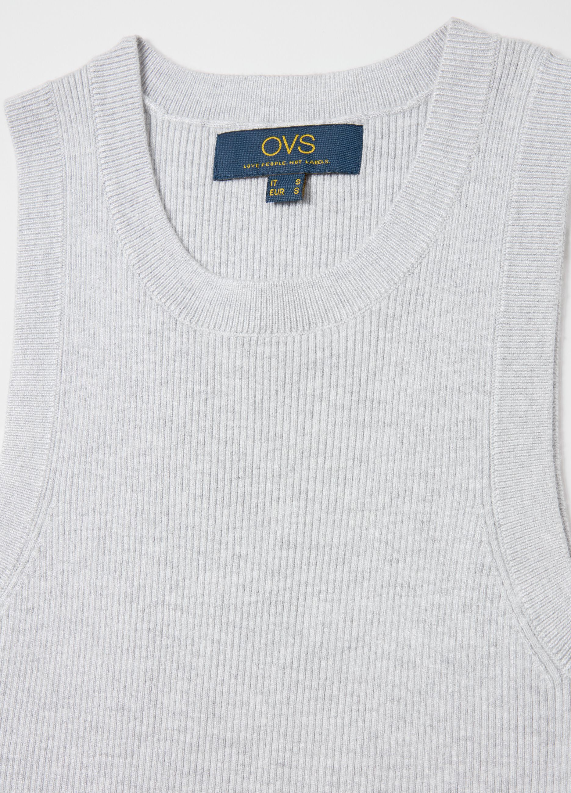 Ribbed tank top with halter neck